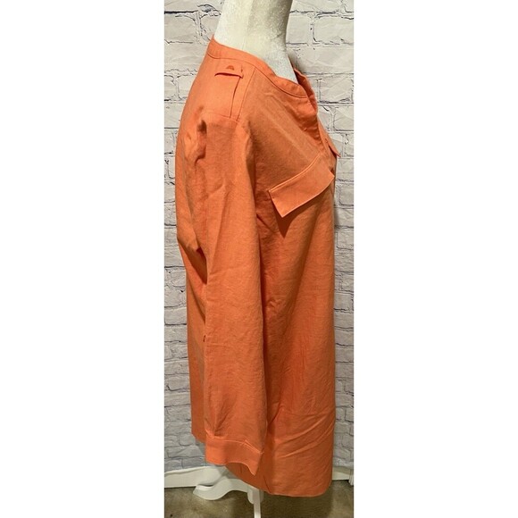 NWOT Calvin Klein Orange Roll-Tab-Sleeve Button-Front Linen Blend Shirtdress 12 - Picture 7 of 11